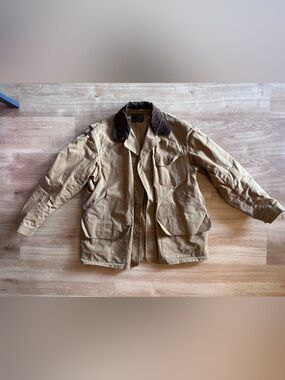Men's Tan Field Jacket with Dark Brown Corduroy Collar